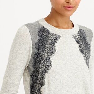 J. Crew Heather Gray Sweater with Black Lace